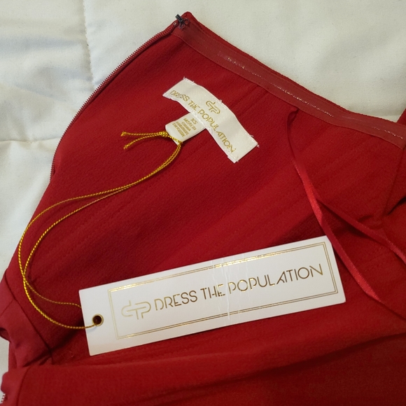 Dress The Population Bailey Red Off Shoulder Dress Size XS Bodycon - Picture 5 of 6